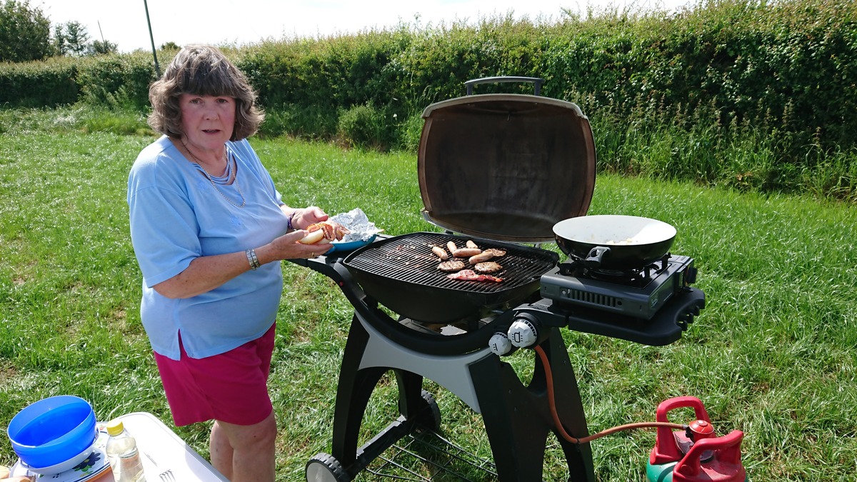 Sandra busy doing the BBQ for us